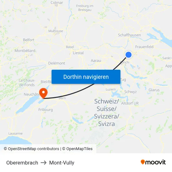 Oberembrach to Mont-Vully map