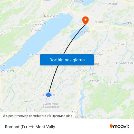 Romont (Fr) to Mont-Vully map