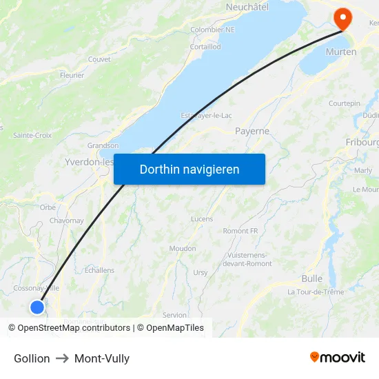 Gollion to Mont-Vully map