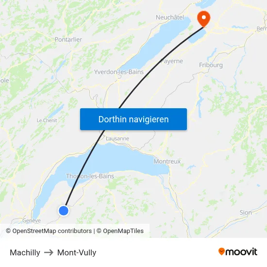 Machilly to Mont-Vully map