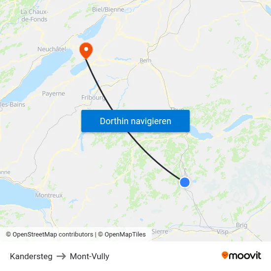 Kandersteg to Mont-Vully map