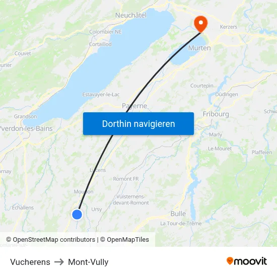 Vucherens to Mont-Vully map