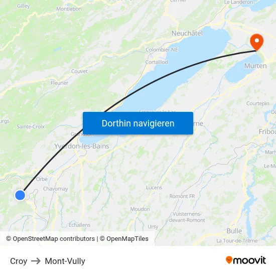 Croy to Mont-Vully map