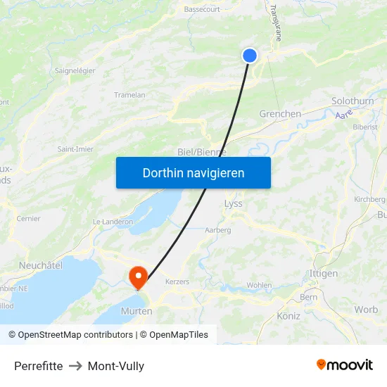 Perrefitte to Mont-Vully map