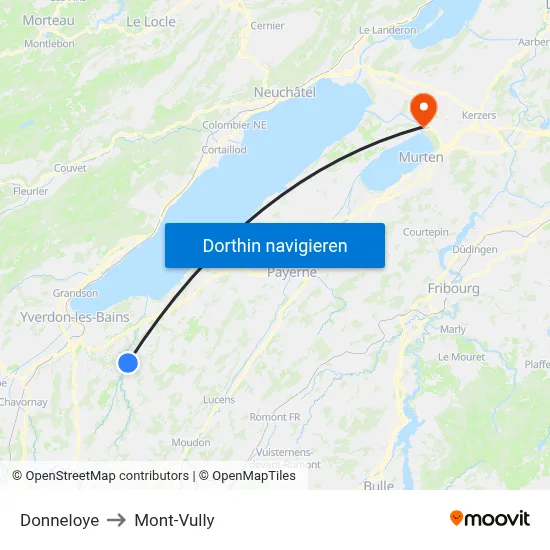Donneloye to Mont-Vully map