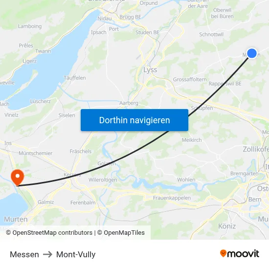 Messen to Mont-Vully map