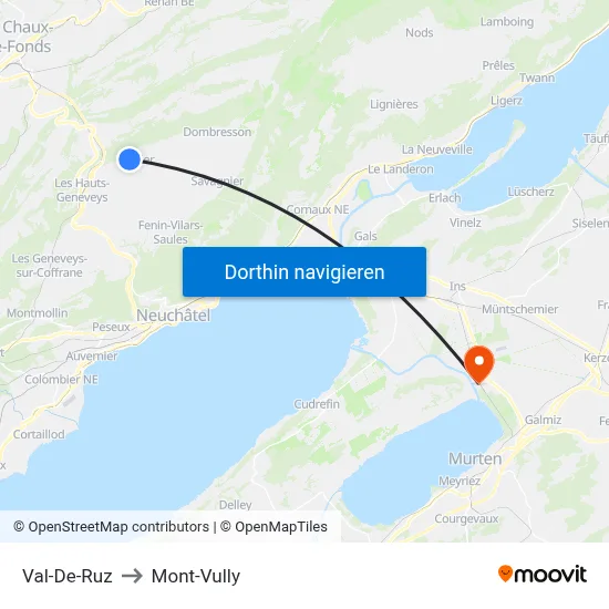 Val-De-Ruz to Mont-Vully map