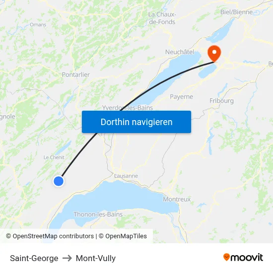 Saint-George to Mont-Vully map