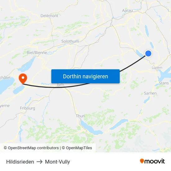 Hildisrieden to Mont-Vully map