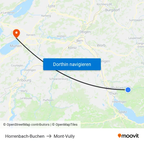 Horrenbach-Buchen to Mont-Vully map