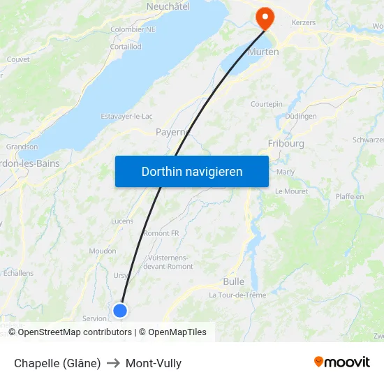 Chapelle (Glâne) to Mont-Vully map