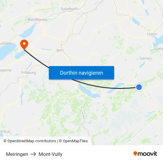 Meiringen to Mont-Vully map