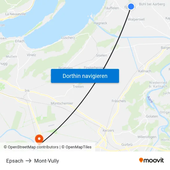 Epsach to Mont-Vully map