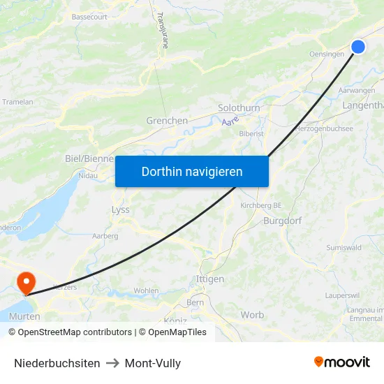 Niederbuchsiten to Mont-Vully map