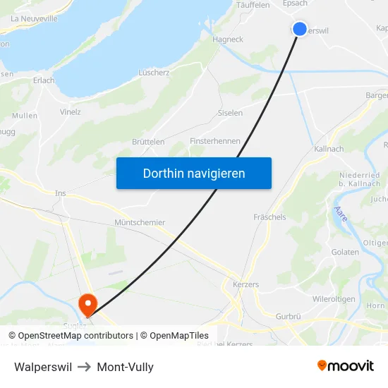 Walperswil to Mont-Vully map