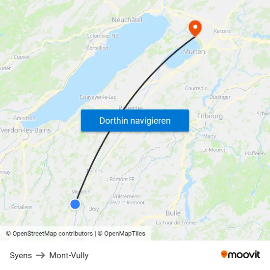 Syens to Mont-Vully map