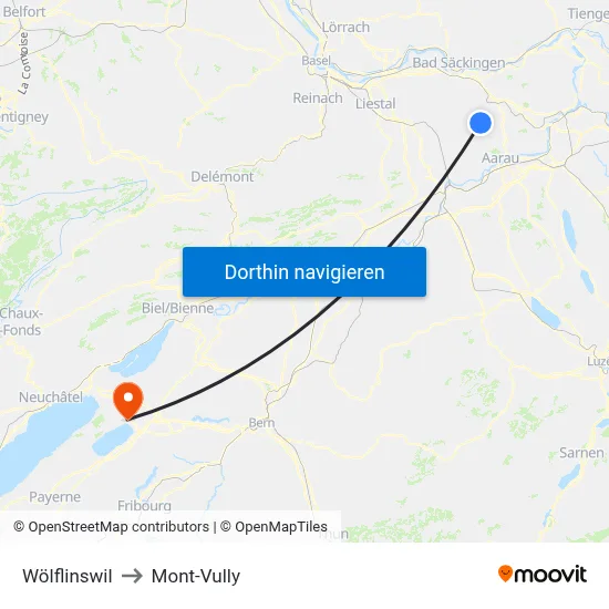 Wölflinswil to Mont-Vully map