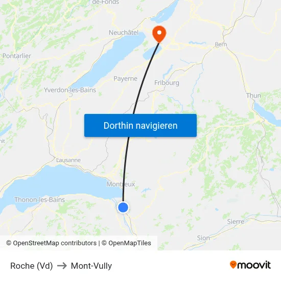 Roche (Vd) to Mont-Vully map