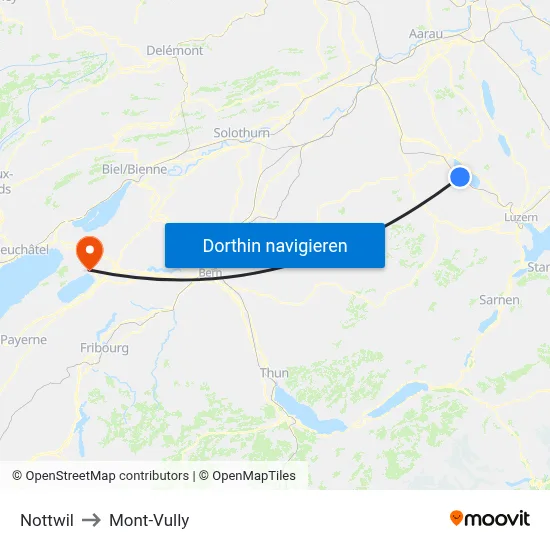 Nottwil to Mont-Vully map
