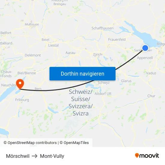 Mörschwil to Mont-Vully map