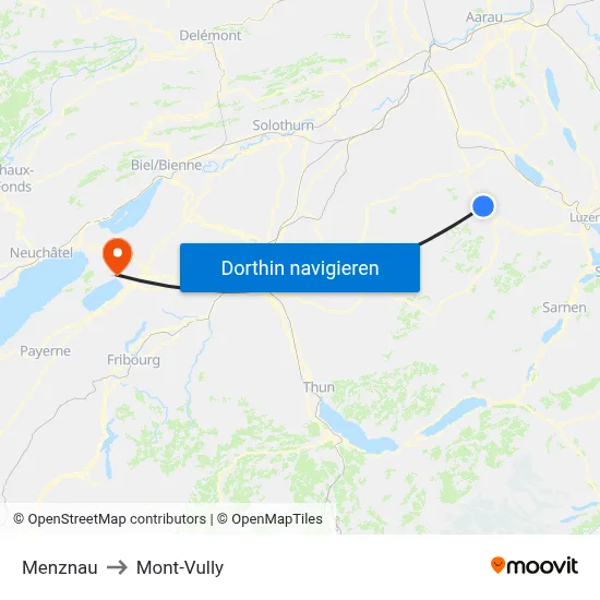 Menznau to Mont-Vully map