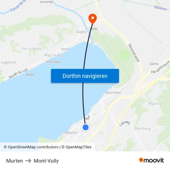 Murten to Mont-Vully map