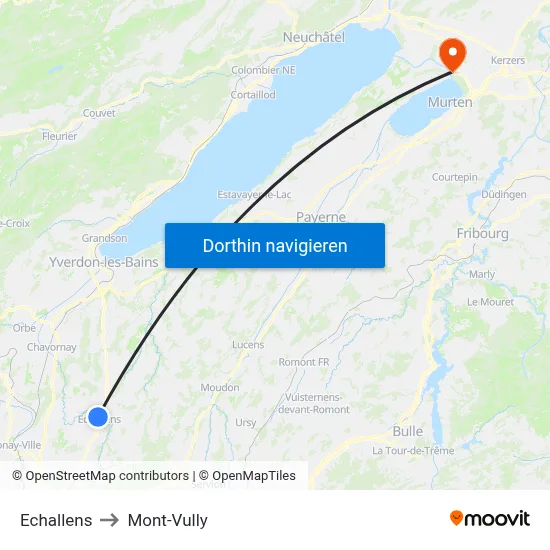 Echallens to Mont-Vully map