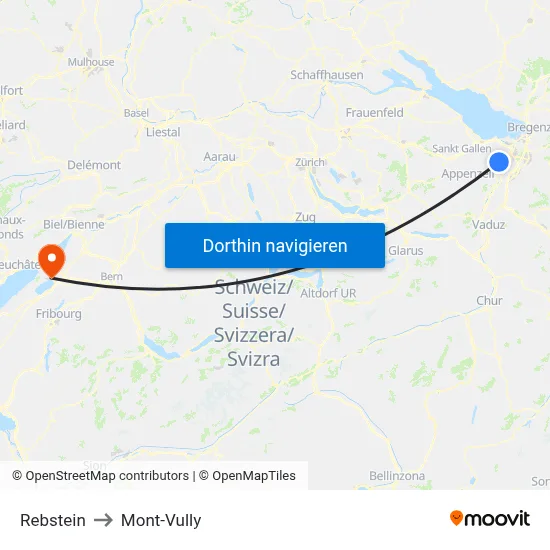 Rebstein to Mont-Vully map