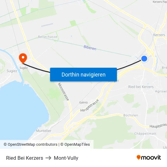 Ried Bei Kerzers to Mont-Vully map