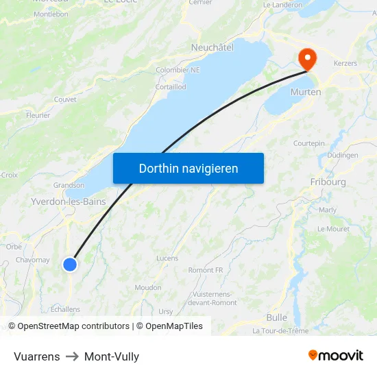 Vuarrens to Mont-Vully map