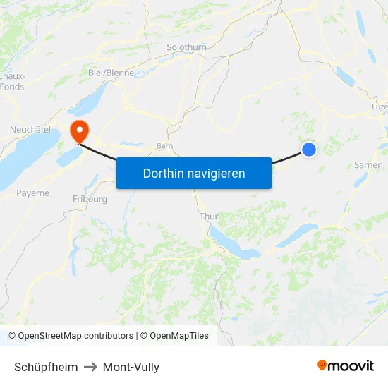 Schüpfheim to Mont-Vully map