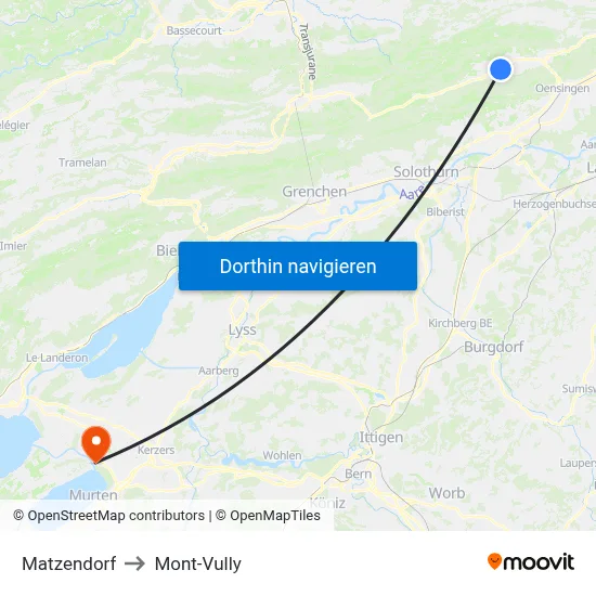 Matzendorf to Mont-Vully map