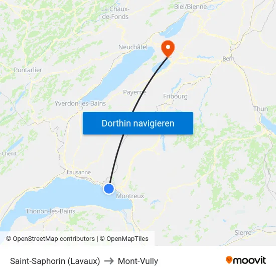 Saint-Saphorin (Lavaux) to Mont-Vully map