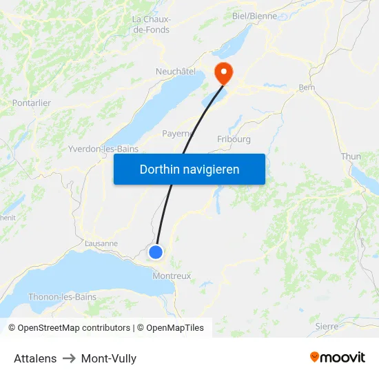 Attalens to Mont-Vully map
