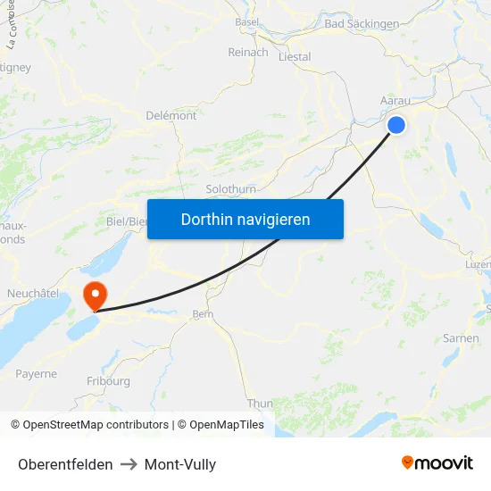 Oberentfelden to Mont-Vully map