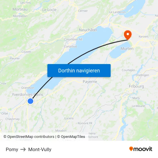 Pomy to Mont-Vully map