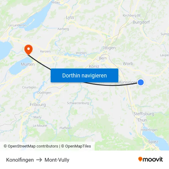 Konolfingen to Mont-Vully map