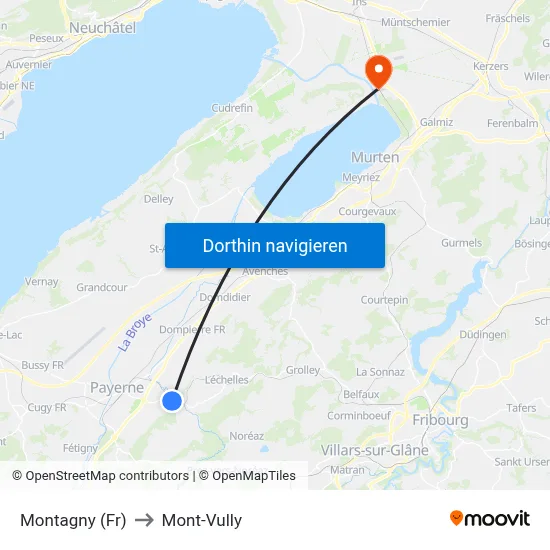 Montagny (Fr) to Mont-Vully map