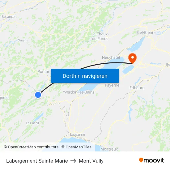 Labergement-Sainte-Marie to Mont-Vully map