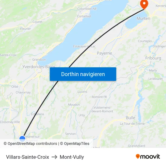 Villars-Sainte-Croix to Mont-Vully map