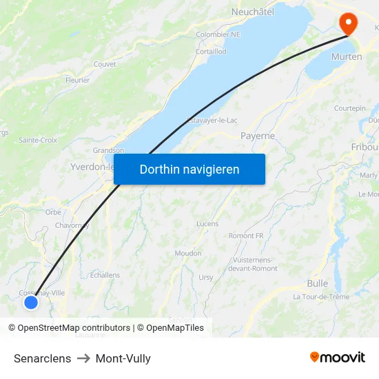 Senarclens to Mont-Vully map