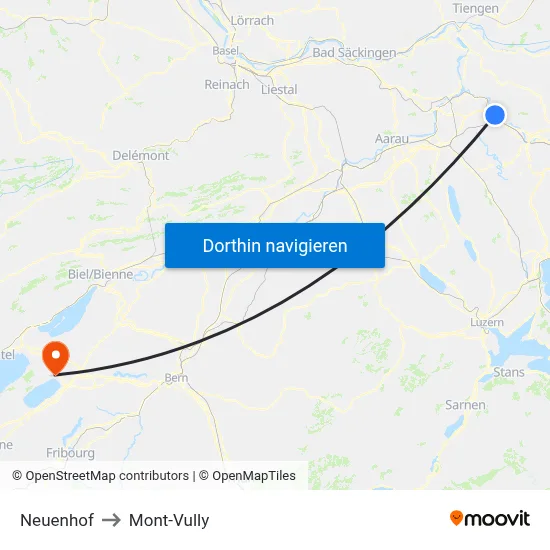 Neuenhof to Mont-Vully map