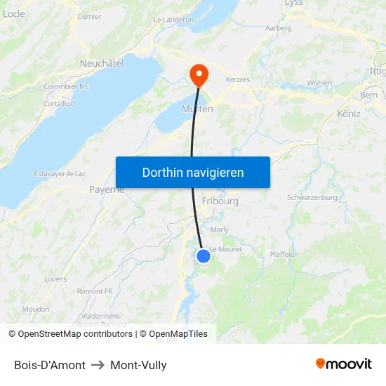 Bois-D’Amont to Mont-Vully map