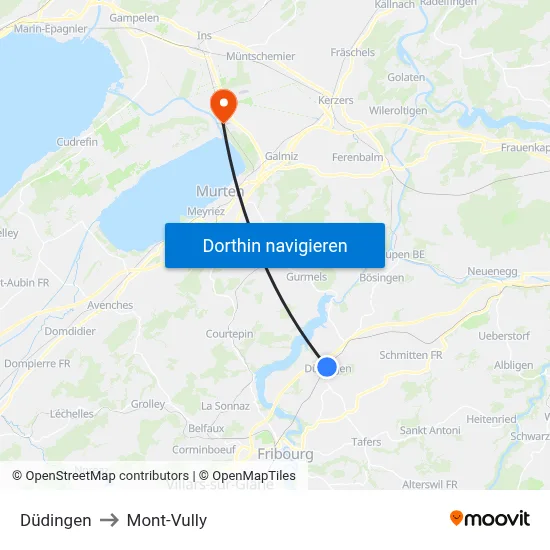 Düdingen to Mont-Vully map