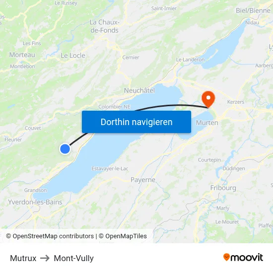 Mutrux to Mont-Vully map