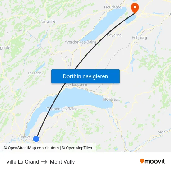 Ville-La-Grand to Mont-Vully map