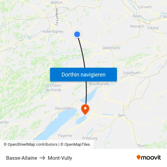 Basse-Allaine to Mont-Vully map
