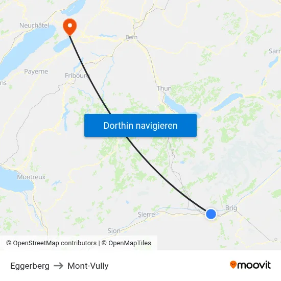 Eggerberg to Mont-Vully map