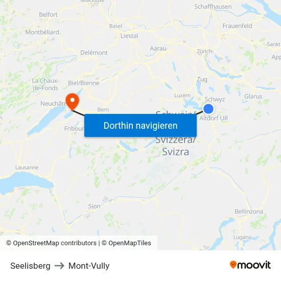 Seelisberg to Mont-Vully map