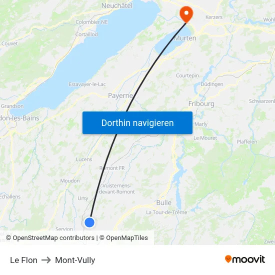 Le Flon to Mont-Vully map